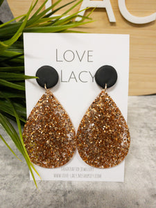 Rose Gold Glitter Resi Dangles