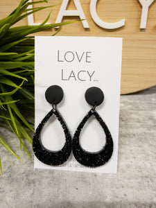 Black Glitter Resi Dangles