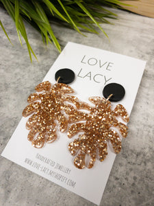 Rose Gold Glitter Resi Dangles