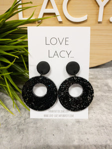 Black Glitter Resi Dangles