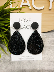 Black Glitter Resi Dangles