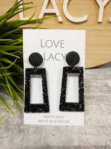 Black Glitter Resi Dangles