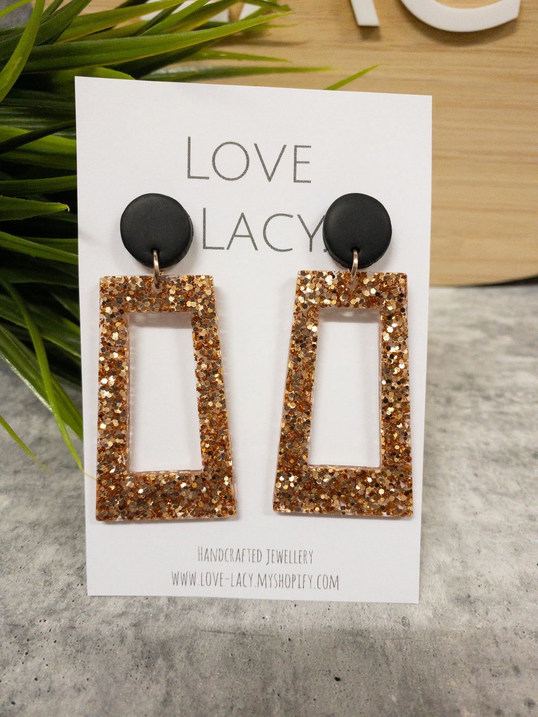 Rose Gold Glitter Resi Dangles