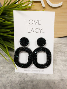 Black Glitter Resi Dangles